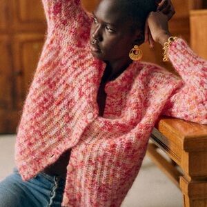 Sezane Multi Rose Emile Cardigan